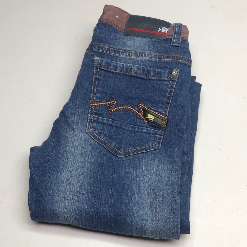 Parasuco Girls  Straight Leg Denim Jeans with Brown Accents SZ 12x28